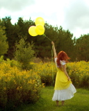Das Girl With Yellow Balloon Wallpaper 128x160