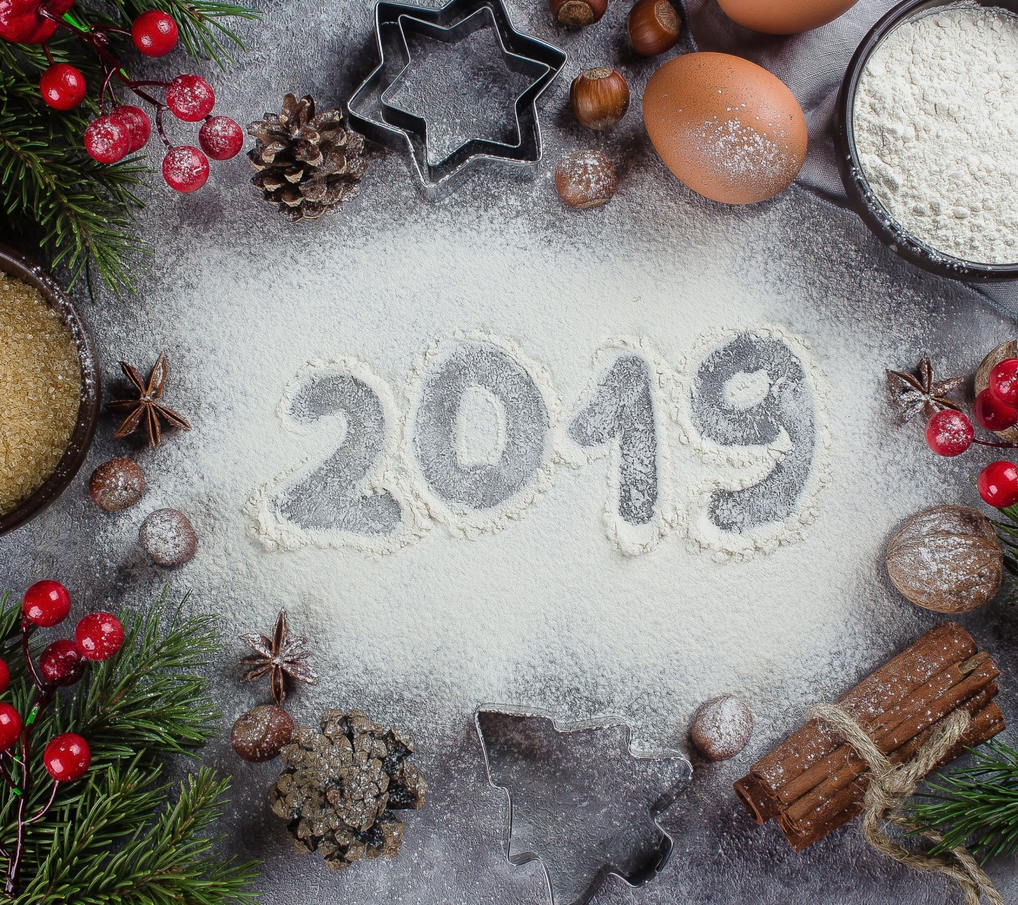 Обои New Year Decor 2019 1440x1280