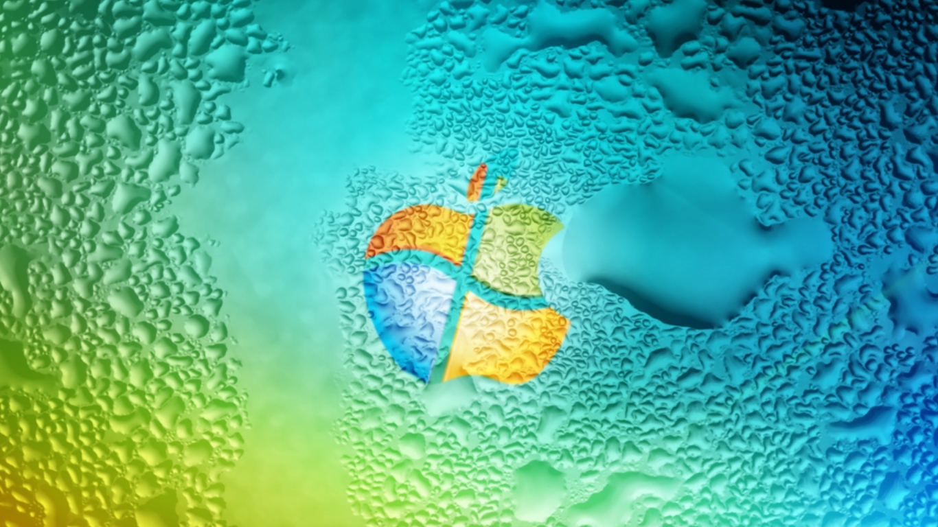 Apple And Windows wallpaper 1366x768