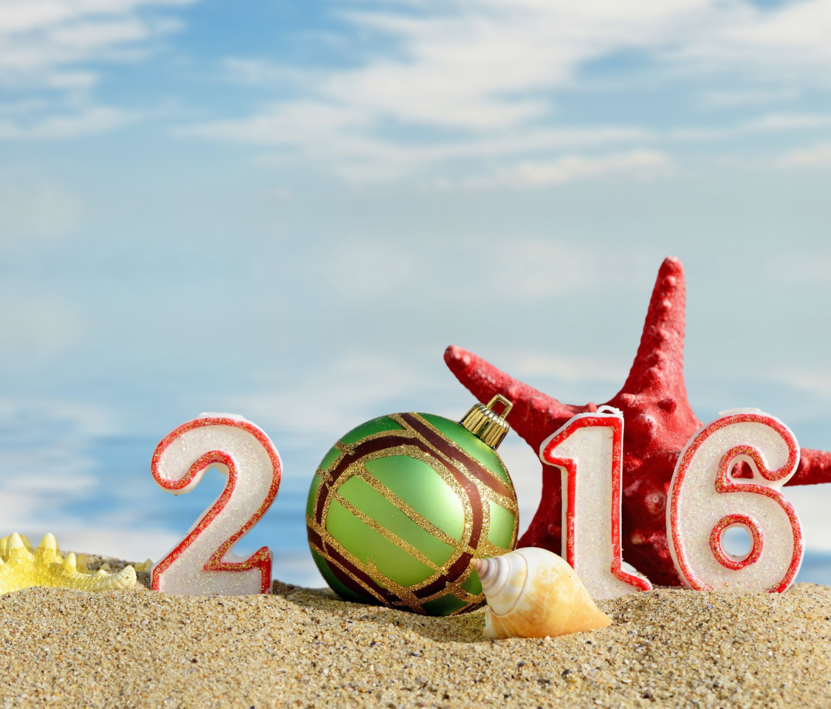 New Year 2016 Beach Theme wallpaper 1200x1024