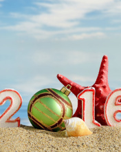 New Year 2016 Beach Theme wallpaper 176x220