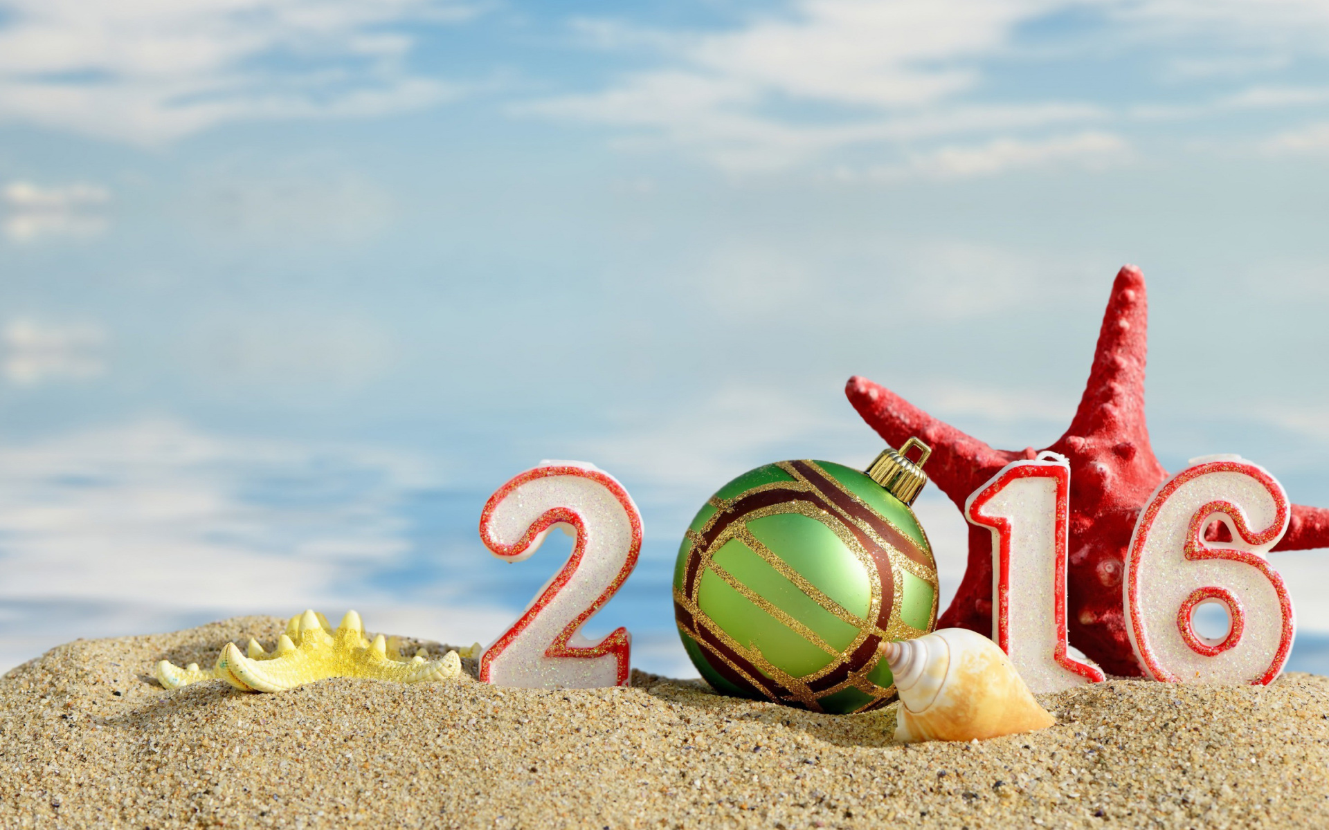 New Year 2016 Beach Theme wallpaper 1920x1200