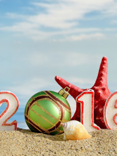 Das New Year 2016 Beach Theme Wallpaper 240x320