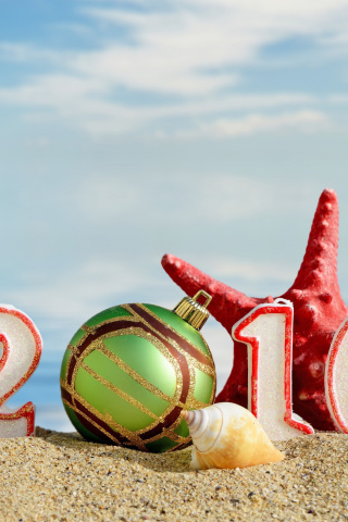 Das New Year 2016 Beach Theme Wallpaper 320x480