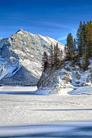 Warm snowy weather in mountains screenshot #1 320x480