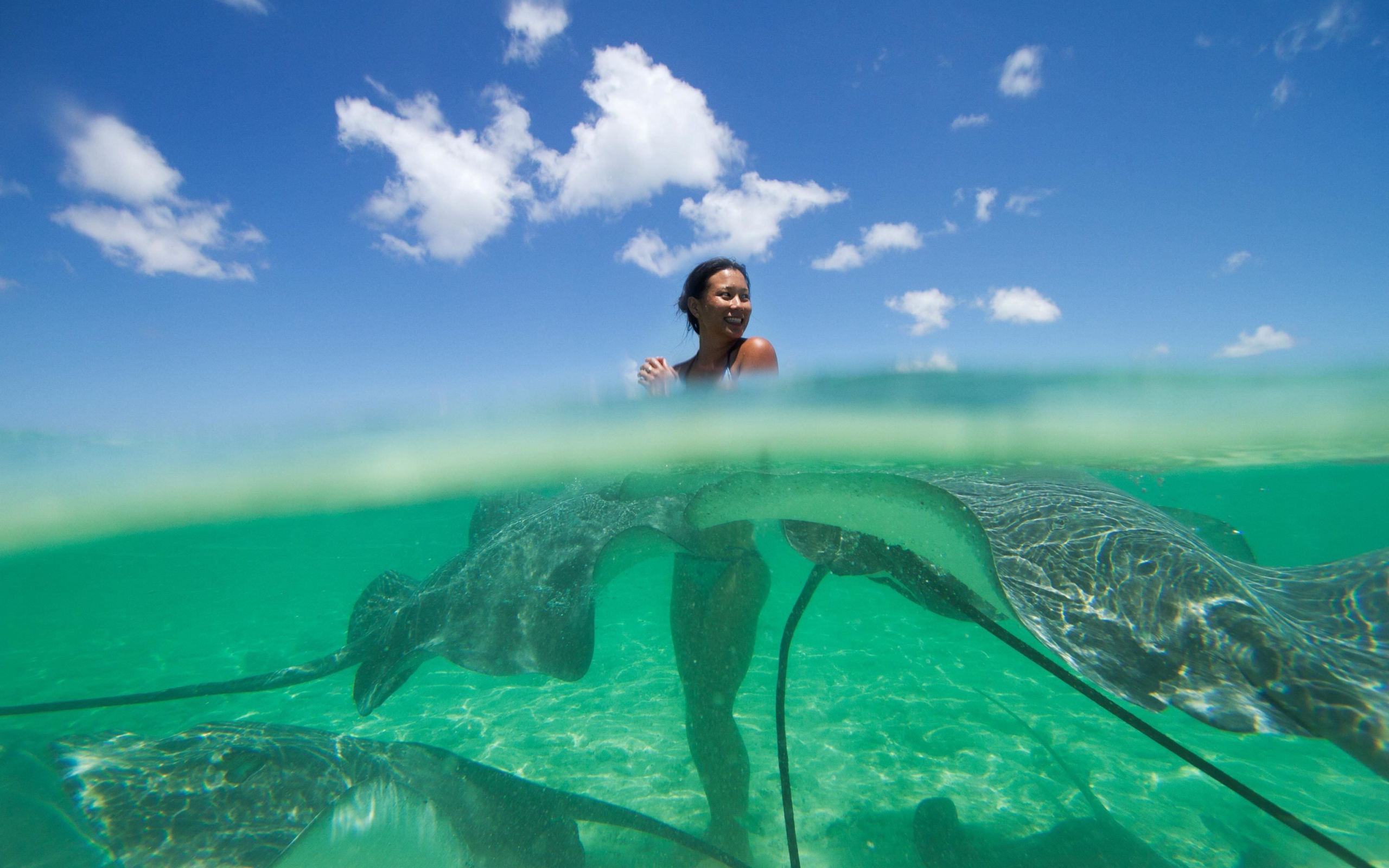 Girl And Rays Fish wallpaper 2560x1600