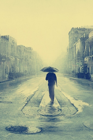 Man In Rain Painting screenshot #1 320x480