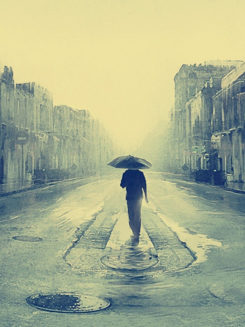 Man In Rain Painting screenshot #1 480x640