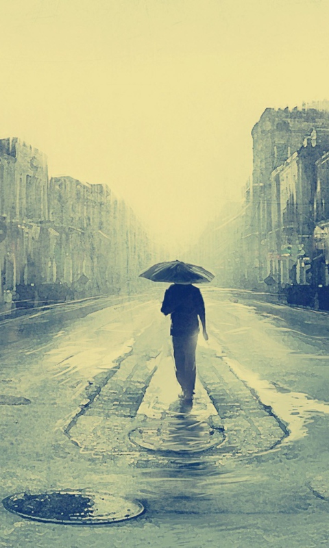 Man In Rain Painting screenshot #1 480x800