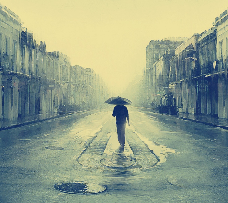 Man In Rain Painting screenshot #1 960x854