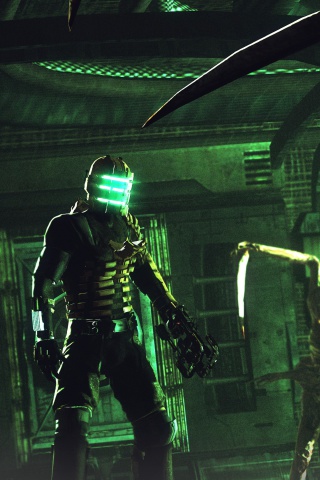 Isaac Clarke in Dead Space battle Necromorphs screenshot #1 320x480