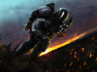 Screenshot №1 pro téma Warrior after explosion 320x240