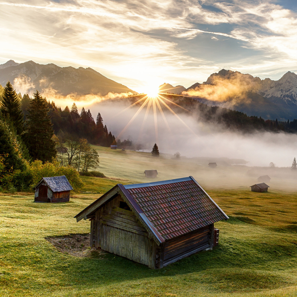 Das Morning in Alps Wallpaper 1024x1024
