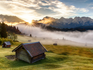 Das Morning in Alps Wallpaper 320x240
