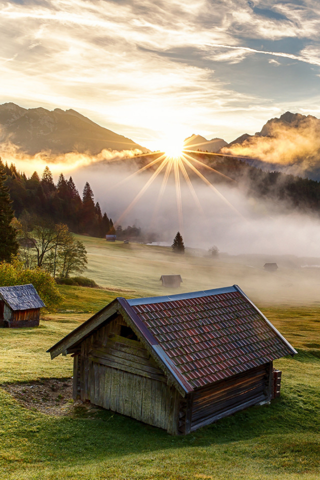 Fondo de pantalla Morning in Alps 640x960