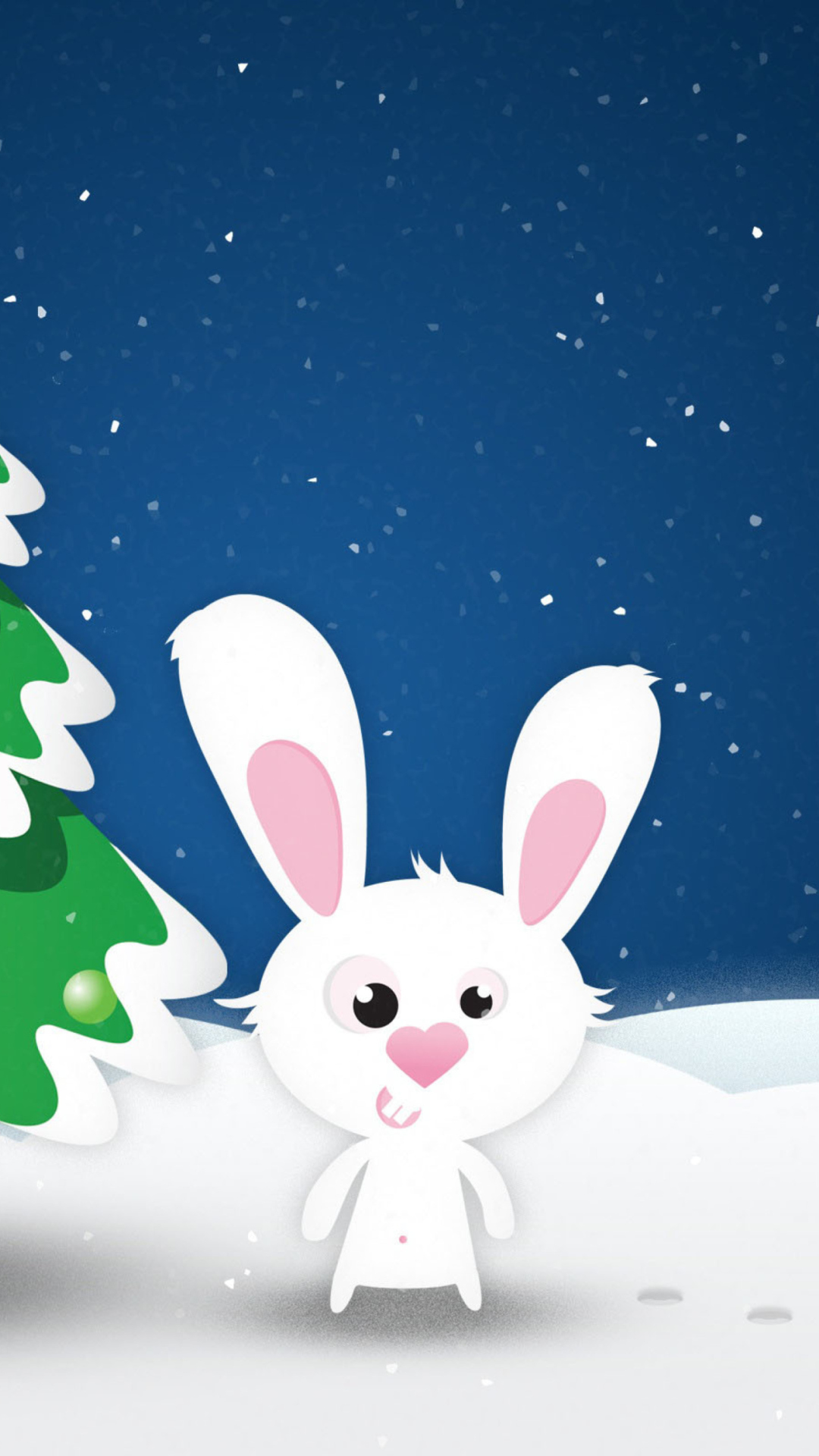 White Christmas Rabbit wallpaper 1080x1920