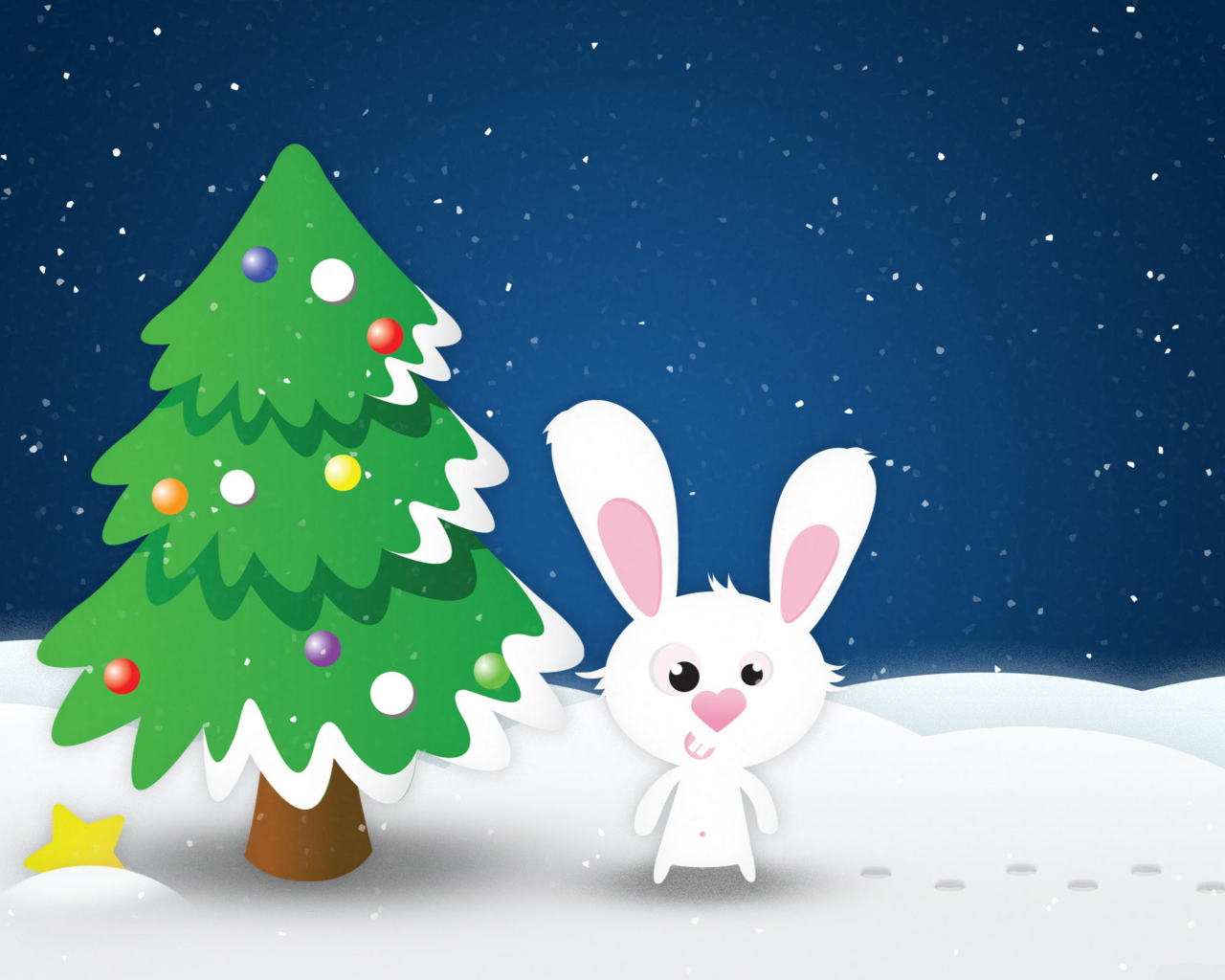 Das White Christmas Rabbit Wallpaper 1280x1024