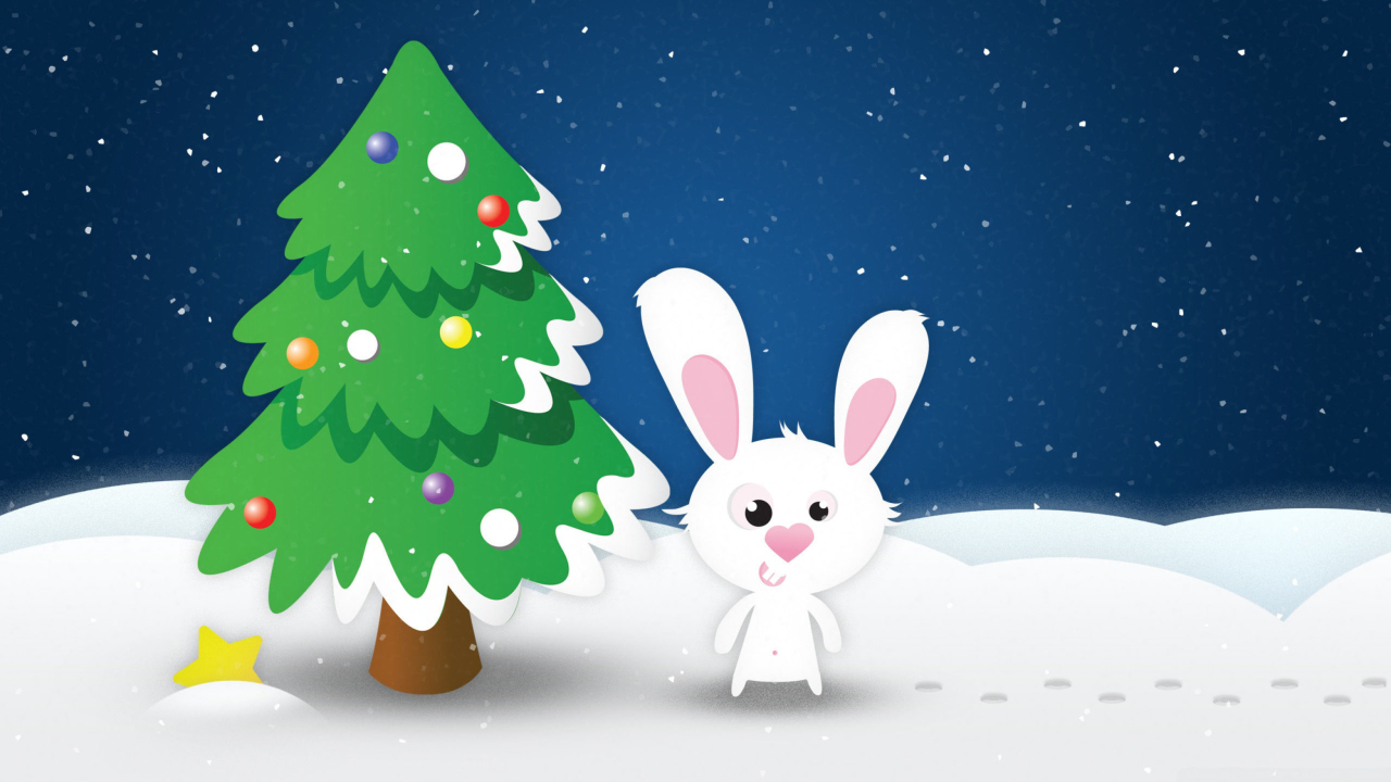 Das White Christmas Rabbit Wallpaper 1280x720