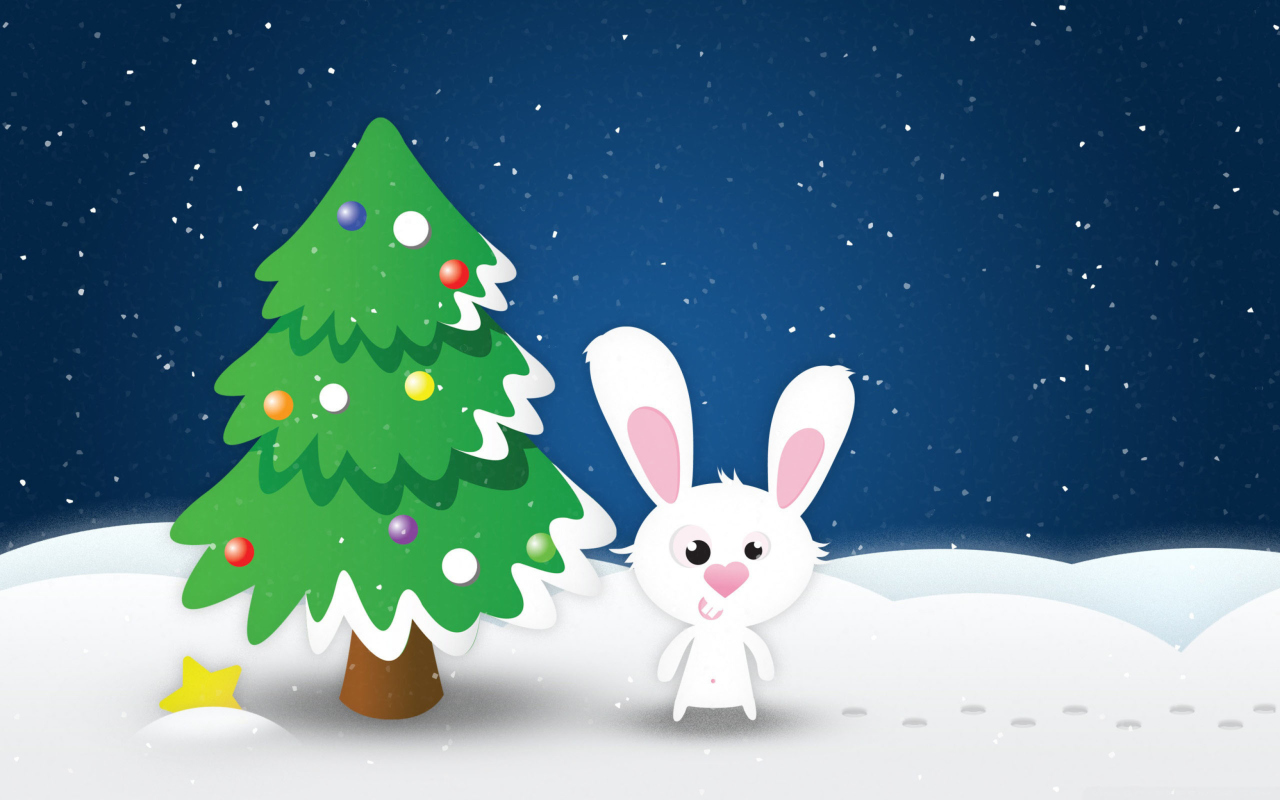 White Christmas Rabbit wallpaper 1280x800