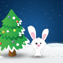 Das White Christmas Rabbit Wallpaper 128x128