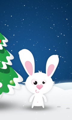 Fondo de pantalla White Christmas Rabbit 240x400
