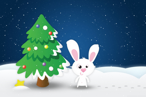 Обои White Christmas Rabbit 480x320