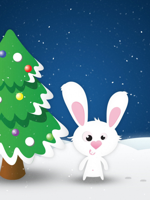 Fondo de pantalla White Christmas Rabbit 480x640