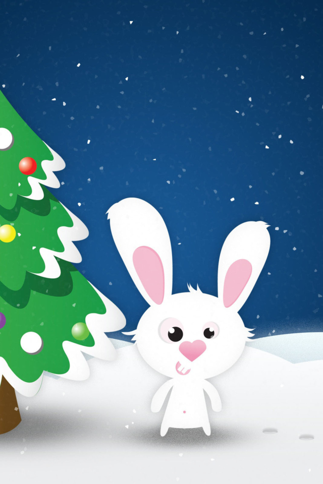 Sfondi White Christmas Rabbit 640x960