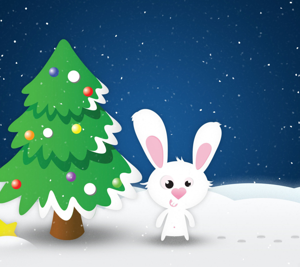 Das White Christmas Rabbit Wallpaper 960x854