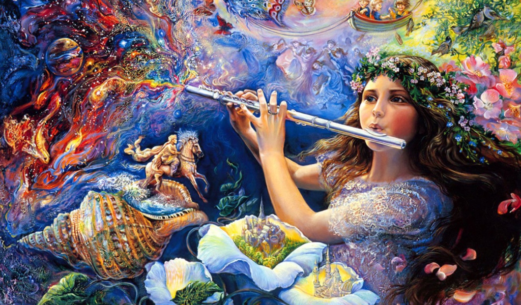 Das Josephine Wall Paintings - Enchanted Flute Wallpaper 1024x600