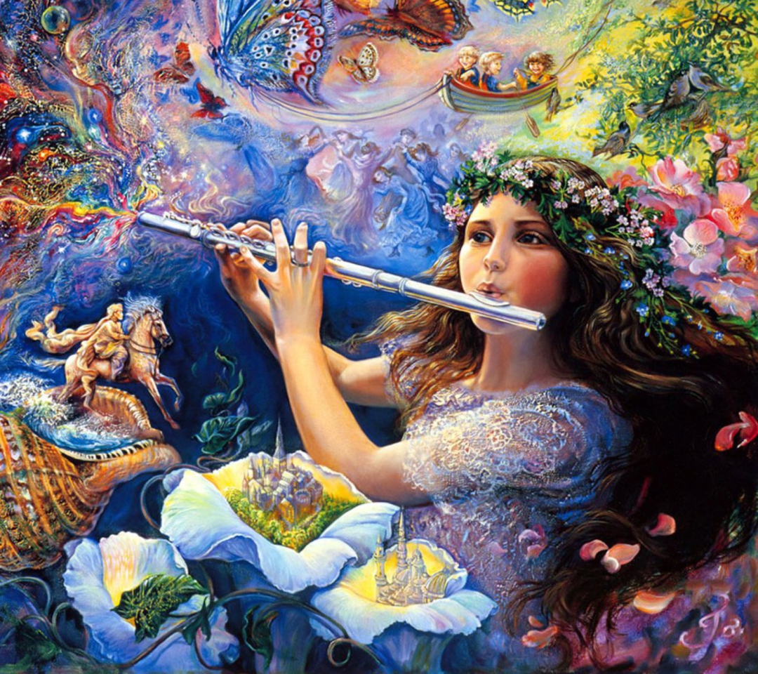 Josephine Wall Paintings - Enchanted Flute wallpaper 1080x960