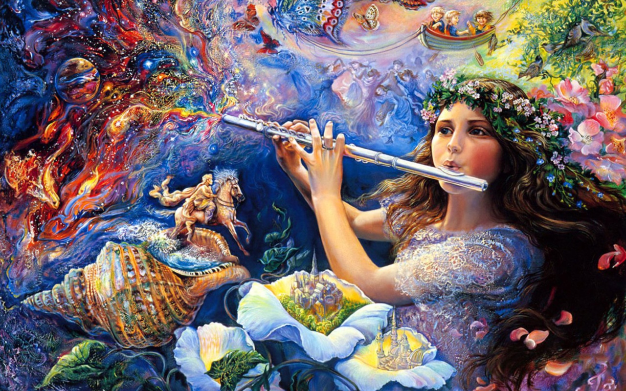 Josephine Wall Paintings - Enchanted Flute wallpaper 1280x800