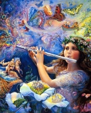 Josephine Wall Paintings - Enchanted Flute wallpaper 128x160
