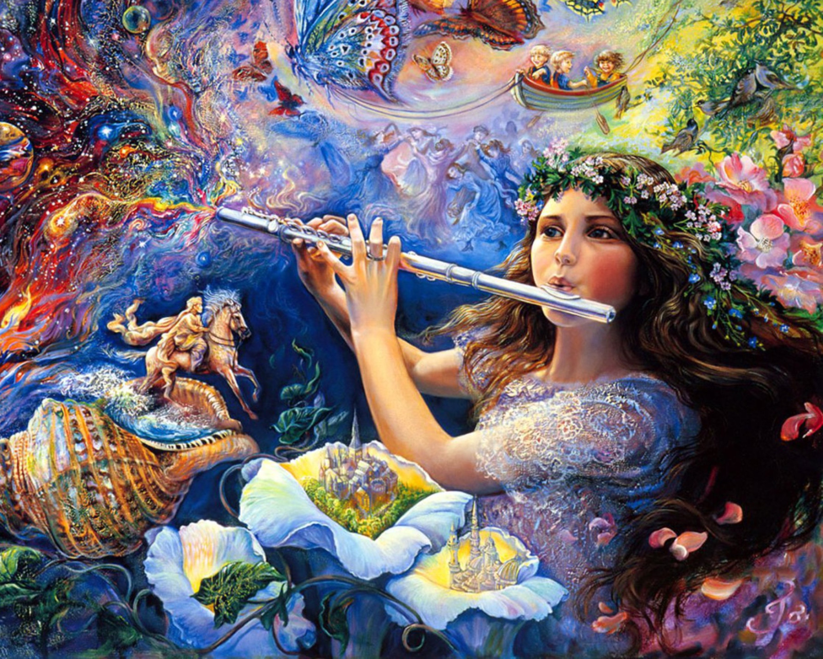 Josephine Wall Paintings - Enchanted Flute wallpaper 1600x1280