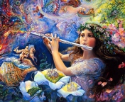 Josephine Wall Paintings - Enchanted Flute wallpaper 176x144