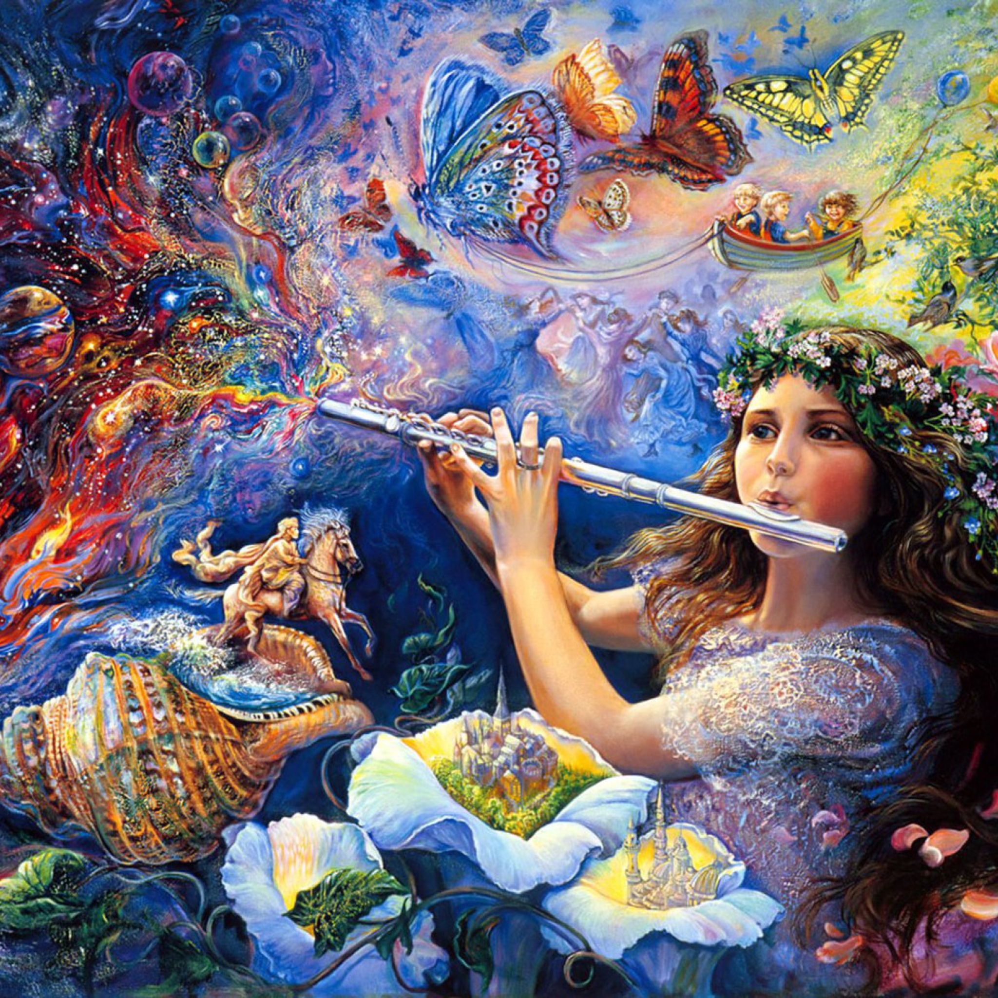 Josephine Wall Paintings - Enchanted Flute wallpaper 2048x2048