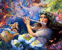 Josephine Wall Paintings - Enchanted Flute wallpaper 220x176