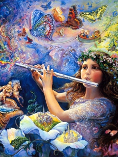 Josephine Wall Paintings - Enchanted Flute wallpaper 240x320