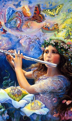 Josephine Wall Paintings - Enchanted Flute wallpaper 240x400