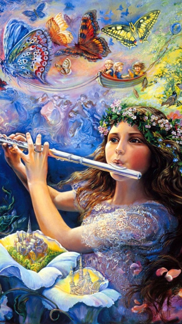Josephine Wall Paintings - Enchanted Flute wallpaper 360x640