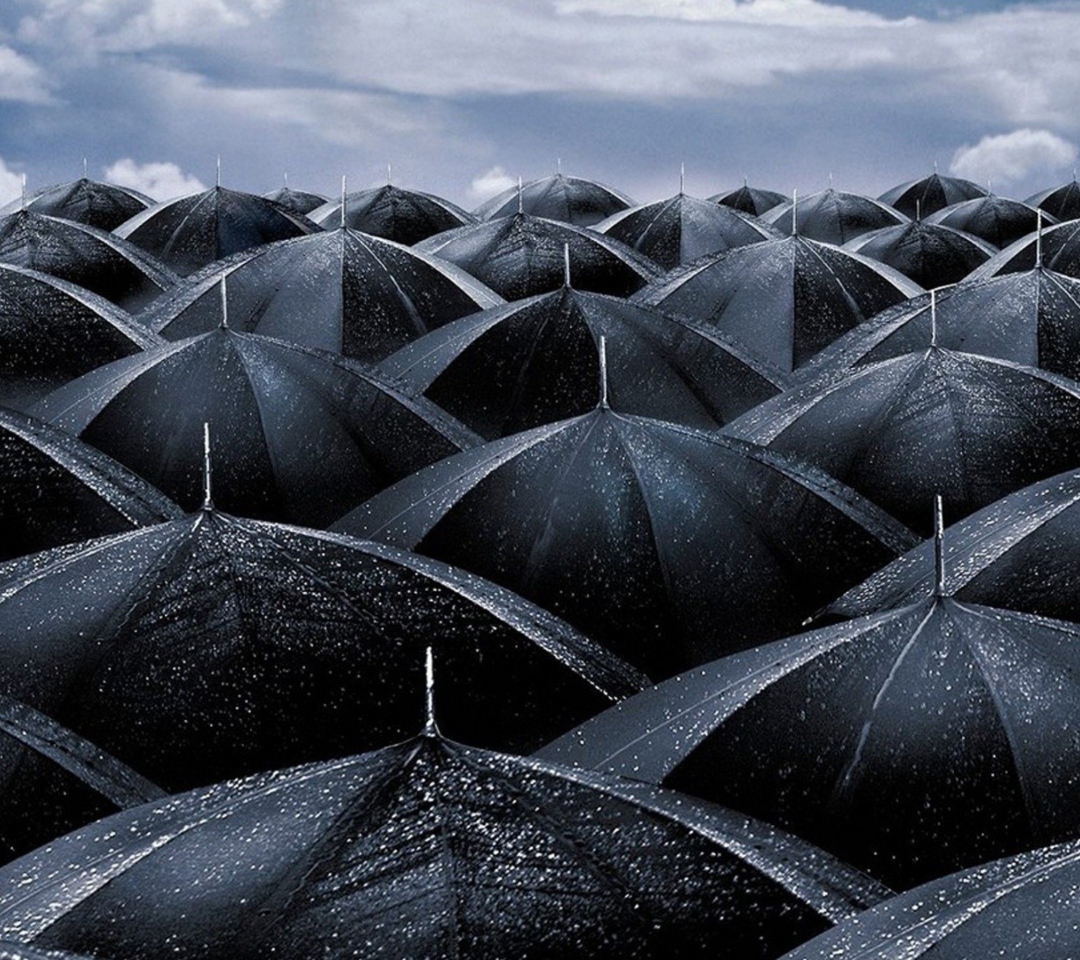 Black Umbrellas wallpaper 1080x960