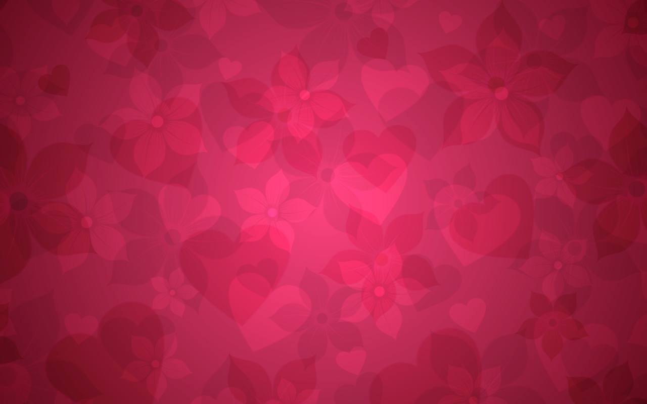 Pink Hearts And Flowers Pattern screenshot #1 1280x800