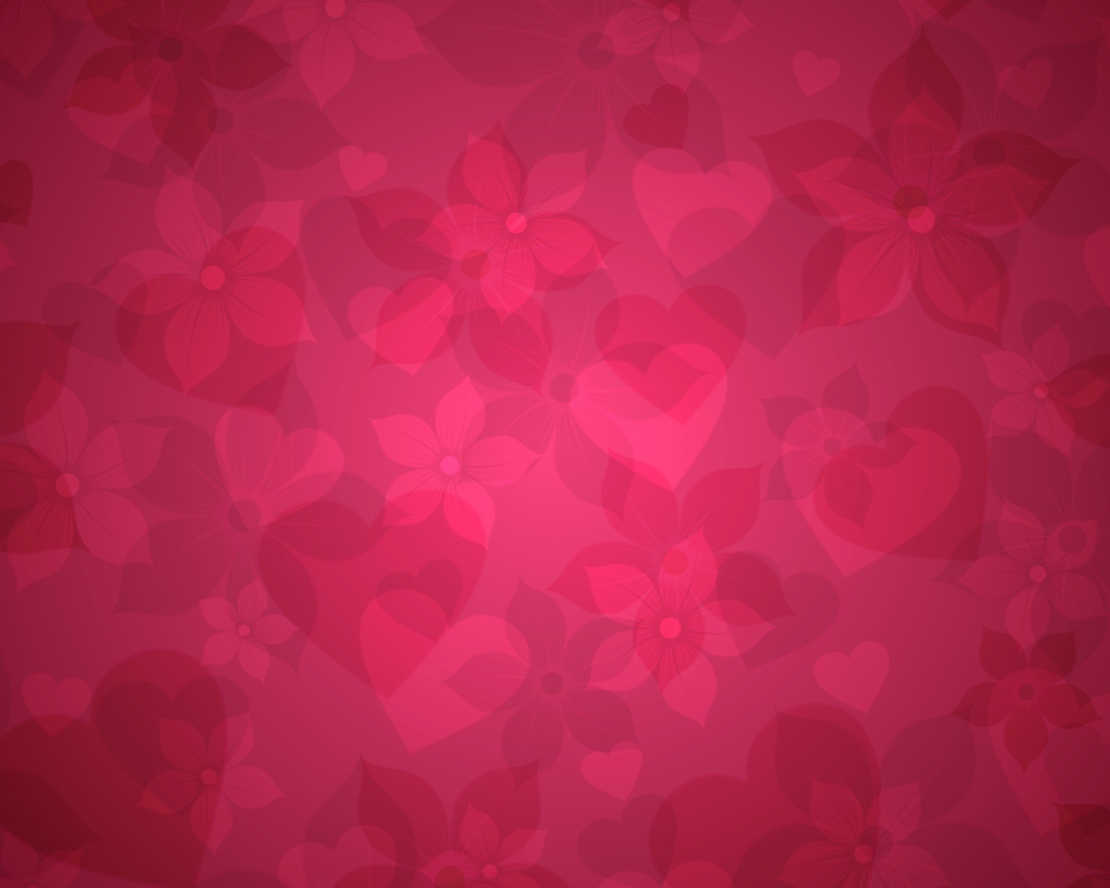 Обои Pink Hearts And Flowers Pattern 1600x1280