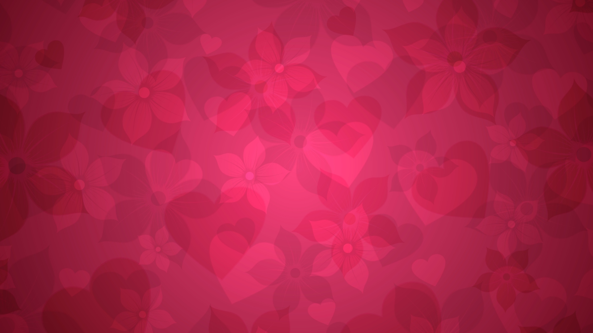 Pink Hearts And Flowers Pattern screenshot #1 1920x1080