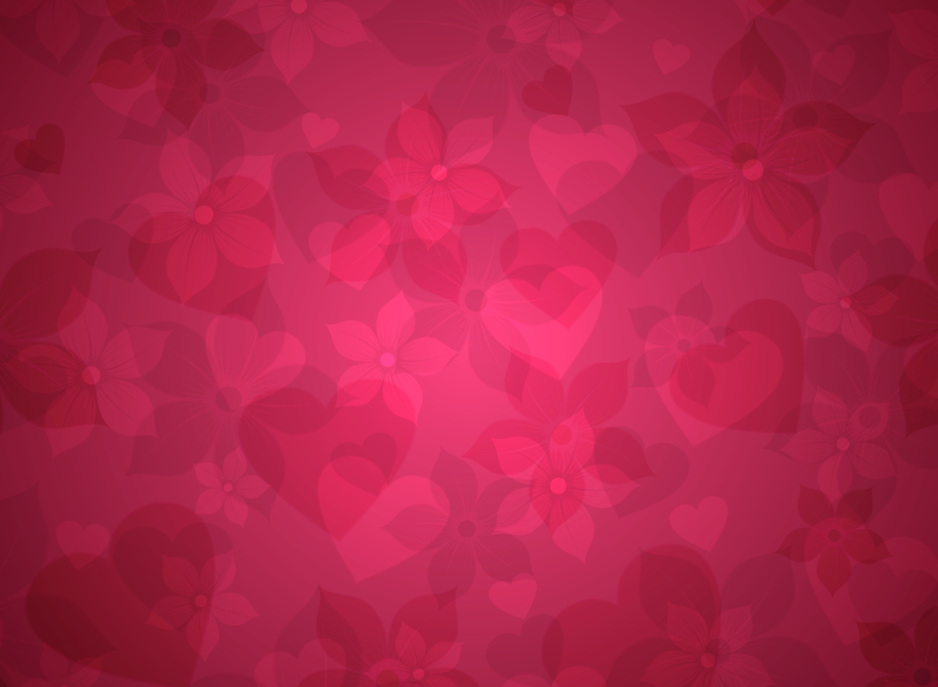 Pink Hearts And Flowers Pattern wallpaper 1920x1408