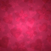 Das Pink Hearts And Flowers Pattern Wallpaper 208x208