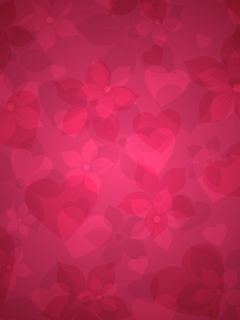Das Pink Hearts And Flowers Pattern Wallpaper 240x320