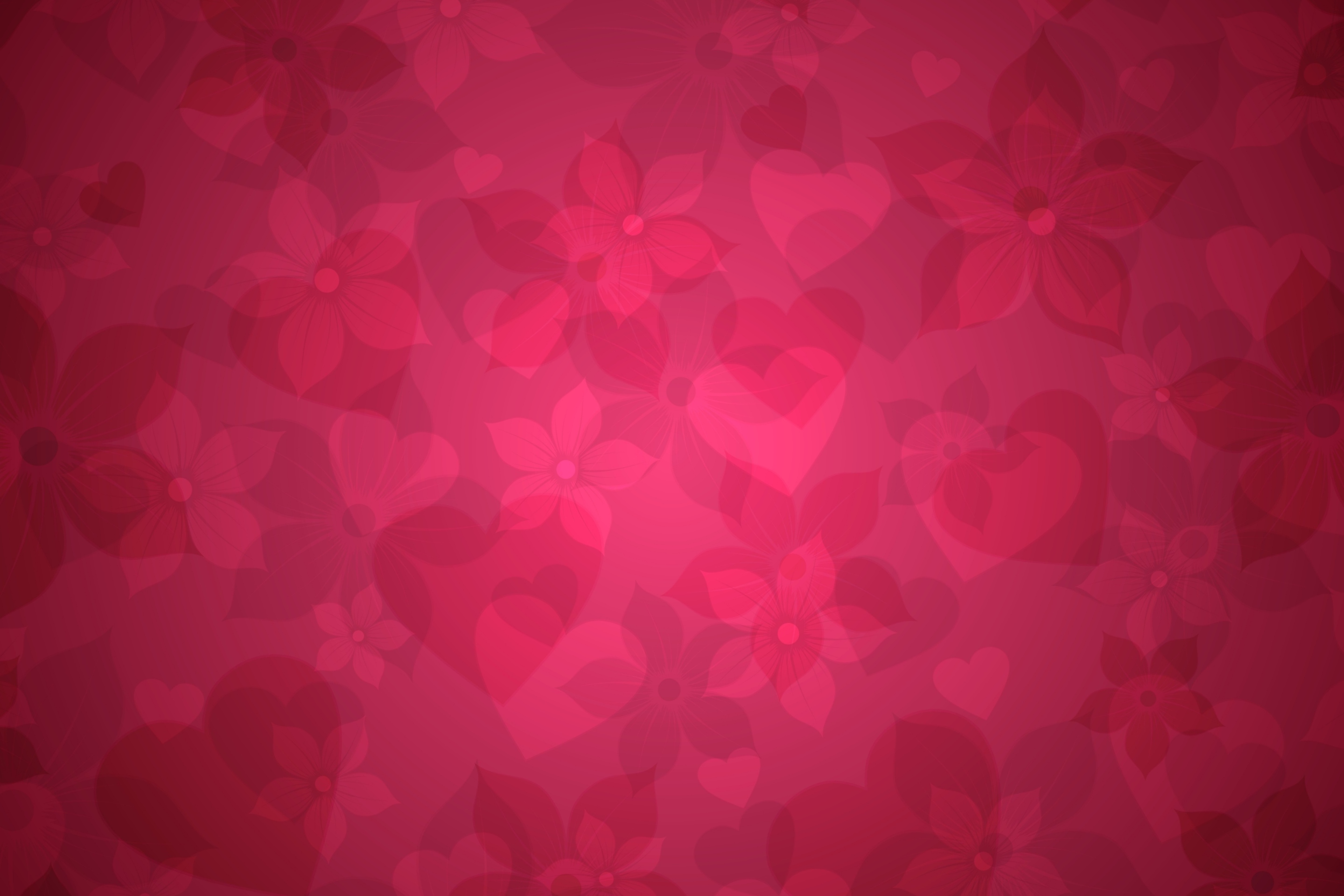 Screenshot №1 pro téma Pink Hearts And Flowers Pattern 2880x1920