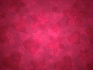 Обои Pink Hearts And Flowers Pattern 320x240