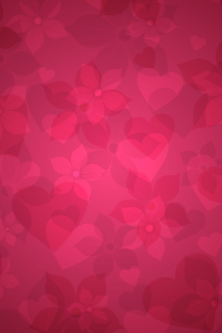 Sfondi Pink Hearts And Flowers Pattern 320x480